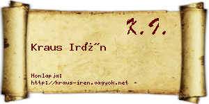 Kraus Irén névjegykártya