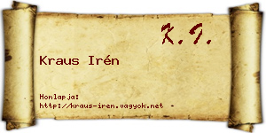 Kraus Irén névjegykártya